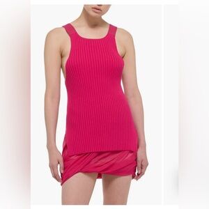 Helmut Lang Rib Organic Cotton Fuchsia Ribbed Tank Top Size Small NWT